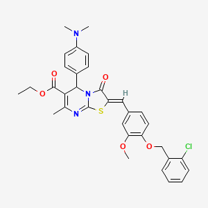 ethyl 2-{4-[(2-chlorobenzyl)oxy]-3-methoxybenzylidene}-5-[4-(dimethylamino)phenyl]-7-methyl-3-oxo-2,3-dihydro-5H-[1,3]thiazolo[3,2-a]pyrimidine-6-carboxylate