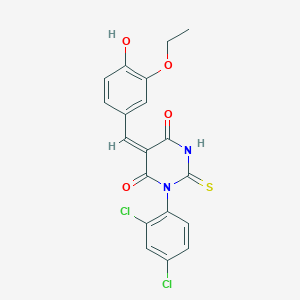 molecular formula C19H14Cl2N2O4S B3879903 1-(2,4-dichlorophenyl)-5-(3-ethoxy-4-hydroxybenzylidene)-2-thioxodihydro-4,6(1H,5H)-pyrimidinedione 