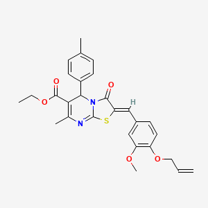 molecular formula C28H28N2O5S B3879909 ethyl 2-[4-(allyloxy)-3-methoxybenzylidene]-7-methyl-5-(4-methylphenyl)-3-oxo-2,3-dihydro-5H-[1,3]thiazolo[3,2-a]pyrimidine-6-carboxylate 