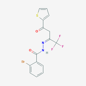 2-bromo-N'-[3-oxo-3-(2-thienyl)-1-(trifluoromethyl)propylidene]benzohydrazide