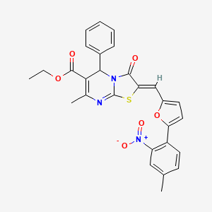 molecular formula C28H23N3O6S B3879931 ethyl 7-methyl-2-{[5-(4-methyl-2-nitrophenyl)-2-furyl]methylene}-3-oxo-5-phenyl-2,3-dihydro-5H-[1,3]thiazolo[3,2-a]pyrimidine-6-carboxylate CAS No. 5677-87-2