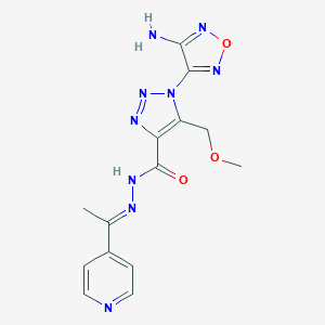 molecular formula C14H15N9O3 B387995 1-(4-amino-1,2,5-oxadiazol-3-yl)-5-(methoxymethyl)-N'-[(1E)-1-pyridin-4-ylethylidene]-1H-1,2,3-triazole-4-carbohydrazide 