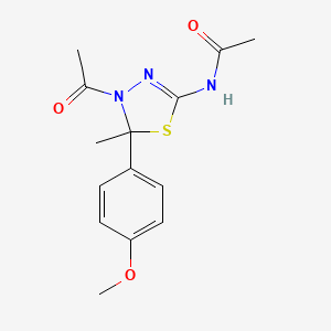N-[4-acetyl-5-(4-methoxyphenyl)-5-methyl-4,5-dihydro-1,3,4-thiadiazol-2-yl]acetamide