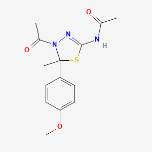 molecular formula C14H17N3O3S B3879951 N-[4-acetyl-5-(4-methoxyphenyl)-5-methyl-4,5-dihydro-1,3,4-thiadiazol-2-yl]acetamide 