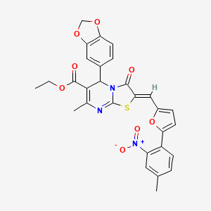 ethyl 5-(1,3-benzodioxol-5-yl)-7-methyl-2-{[5-(4-methyl-2-nitrophenyl)-2-furyl]methylene}-3-oxo-2,3-dihydro-5H-[1,3]thiazolo[3,2-a]pyrimidine-6-carboxylate