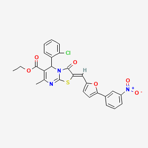 molecular formula C27H20ClN3O6S B3879962 ethyl 5-(2-chlorophenyl)-7-methyl-2-{[5-(3-nitrophenyl)-2-furyl]methylene}-3-oxo-2,3-dihydro-5H-[1,3]thiazolo[3,2-a]pyrimidine-6-carboxylate 