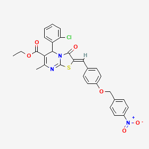 molecular formula C30H24ClN3O6S B3879976 ethyl 5-(2-chlorophenyl)-7-methyl-2-{4-[(4-nitrobenzyl)oxy]benzylidene}-3-oxo-2,3-dihydro-5H-[1,3]thiazolo[3,2-a]pyrimidine-6-carboxylate 