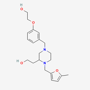 molecular formula C21H30N2O4 B3879983 2-{4-[3-(2-hydroxyethoxy)benzyl]-1-[(5-methyl-2-furyl)methyl]-2-piperazinyl}ethanol 