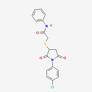 2-{[1-(4-chlorophenyl)-2,5-dioxo-3-pyrrolidinyl]thio}-N-phenylacetamide