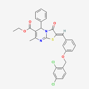 molecular formula C30H24Cl2N2O4S B3879993 ethyl 2-{3-[(2,4-dichlorobenzyl)oxy]benzylidene}-7-methyl-3-oxo-5-phenyl-2,3-dihydro-5H-[1,3]thiazolo[3,2-a]pyrimidine-6-carboxylate 