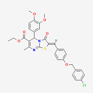 ethyl 2-{4-[(4-chlorobenzyl)oxy]benzylidene}-5-(3,4-dimethoxyphenyl)-7-methyl-3-oxo-2,3-dihydro-5H-[1,3]thiazolo[3,2-a]pyrimidine-6-carboxylate