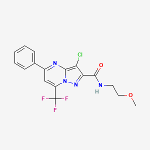 molecular formula C17H14ClF3N4O2 B3880002 3-chloro-N-(2-methoxyethyl)-5-phenyl-7-(trifluoromethyl)pyrazolo[1,5-a]pyrimidine-2-carboxamide 