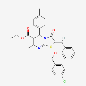 molecular formula C31H27ClN2O4S B3880021 ethyl 2-{2-[(4-chlorobenzyl)oxy]benzylidene}-7-methyl-5-(4-methylphenyl)-3-oxo-2,3-dihydro-5H-[1,3]thiazolo[3,2-a]pyrimidine-6-carboxylate 