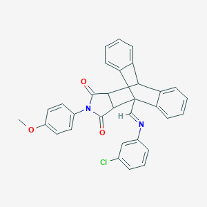 molecular formula C32H23ClN2O3 B388003 1-{(E)-[(3-chlorophenyl)imino]methyl}-17-(4-methoxyphenyl)-17-azapentacyclo[6.6.5.0~2,7~.0~9,14~.0~15,19~]nonadeca-2,4,6,9,11,13-hexaene-16,18-dione (non-preferred name) 