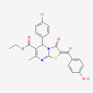 ethyl 5-(4-chlorophenyl)-2-(4-hydroxybenzylidene)-7-methyl-3-oxo-2,3-dihydro-5H-[1,3]thiazolo[3,2-a]pyrimidine-6-carboxylate