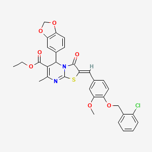 ethyl 5-(1,3-benzodioxol-5-yl)-2-{4-[(2-chlorobenzyl)oxy]-3-methoxybenzylidene}-7-methyl-3-oxo-2,3-dihydro-5H-[1,3]thiazolo[3,2-a]pyrimidine-6-carboxylate