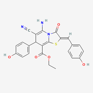 molecular formula C24H19N3O5S B3880068 ethyl 5-amino-6-cyano-2-(4-hydroxybenzylidene)-7-(4-hydroxyphenyl)-3-oxo-2,3-dihydro-7H-[1,3]thiazolo[3,2-a]pyridine-8-carboxylate CAS No. 5678-53-5