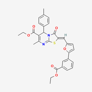 ethyl 2-({5-[3-(ethoxycarbonyl)phenyl]-2-furyl}methylene)-7-methyl-5-(4-methylphenyl)-3-oxo-2,3-dihydro-5H-[1,3]thiazolo[3,2-a]pyrimidine-6-carboxylate