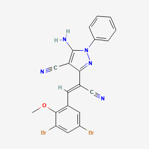 molecular formula C20H13Br2N5O B3880071 5-amino-3-[1-cyano-2-(3,5-dibromo-2-methoxyphenyl)vinyl]-1-phenyl-1H-pyrazole-4-carbonitrile 