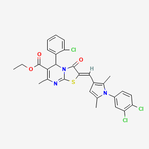 ethyl 5-(2-chlorophenyl)-2-{[1-(3,4-dichlorophenyl)-2,5-dimethyl-1H-pyrrol-3-yl]methylene}-7-methyl-3-oxo-2,3-dihydro-5H-[1,3]thiazolo[3,2-a]pyrimidine-6-carboxylate