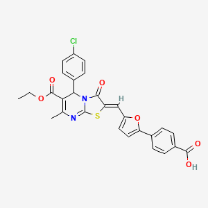 4-(5-{[5-(4-chlorophenyl)-6-(ethoxycarbonyl)-7-methyl-3-oxo-5H-[1,3]thiazolo[3,2-a]pyrimidin-2(3H)-ylidene]methyl}-2-furyl)benzoic acid
