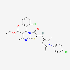 ethyl 5-(2-chlorophenyl)-2-{[1-(4-chlorophenyl)-2,5-dimethyl-1H-pyrrol-3-yl]methylene}-7-methyl-3-oxo-2,3-dihydro-5H-[1,3]thiazolo[3,2-a]pyrimidine-6-carboxylate