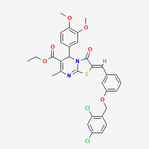 molecular formula C32H28Cl2N2O6S B3880213 ethyl 2-{3-[(2,4-dichlorobenzyl)oxy]benzylidene}-5-(3,4-dimethoxyphenyl)-7-methyl-3-oxo-2,3-dihydro-5H-[1,3]thiazolo[3,2-a]pyrimidine-6-carboxylate 