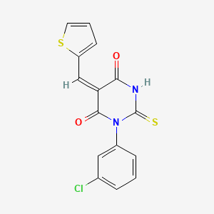 molecular formula C15H9ClN2O2S2 B3880254 1-(3-chlorophenyl)-5-(2-thienylmethylene)-2-thioxodihydro-4,6(1H,5H)-pyrimidinedione 