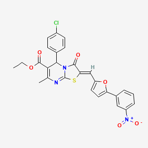 molecular formula C27H20ClN3O6S B3880267 ethyl 5-(4-chlorophenyl)-7-methyl-2-{[5-(3-nitrophenyl)-2-furyl]methylene}-3-oxo-2,3-dihydro-5H-[1,3]thiazolo[3,2-a]pyrimidine-6-carboxylate 