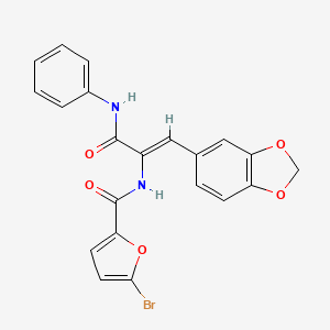 molecular formula C21H15BrN2O5 B3880270 N-[1-(anilinocarbonyl)-2-(1,3-benzodioxol-5-yl)vinyl]-5-bromo-2-furamide 