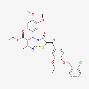 ethyl 2-{4-[(2-chlorobenzyl)oxy]-3-ethoxybenzylidene}-5-(3,4-dimethoxyphenyl)-7-methyl-3-oxo-2,3-dihydro-5H-[1,3]thiazolo[3,2-a]pyrimidine-6-carboxylate