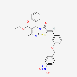molecular formula C31H27N3O6S B3880282 ethyl 7-methyl-5-(4-methylphenyl)-2-{3-[(4-nitrobenzyl)oxy]benzylidene}-3-oxo-2,3-dihydro-5H-[1,3]thiazolo[3,2-a]pyrimidine-6-carboxylate 