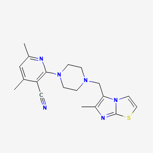 molecular formula C19H22N6S B3880293 4,6-dimethyl-2-{4-[(6-methylimidazo[2,1-b][1,3]thiazol-5-yl)methyl]piperazin-1-yl}nicotinonitrile 