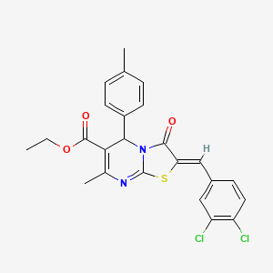 molecular formula C24H20Cl2N2O3S B3880296 ethyl 2-(3,4-dichlorobenzylidene)-7-methyl-5-(4-methylphenyl)-3-oxo-2,3-dihydro-5H-[1,3]thiazolo[3,2-a]pyrimidine-6-carboxylate 