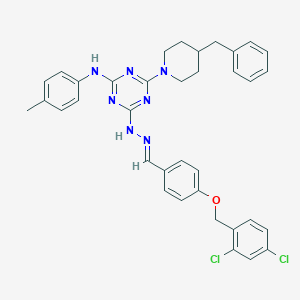 molecular formula C36H35Cl2N7O B388032 4-(4-benzylpiperidin-1-yl)-6-[(2E)-2-{4-[(2,4-dichlorobenzyl)oxy]benzylidene}hydrazinyl]-N-(4-methylphenyl)-1,3,5-triazin-2-amine 