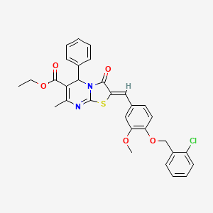 molecular formula C31H27ClN2O5S B3880324 ethyl 2-{4-[(2-chlorobenzyl)oxy]-3-methoxybenzylidene}-7-methyl-3-oxo-5-phenyl-2,3-dihydro-5H-[1,3]thiazolo[3,2-a]pyrimidine-6-carboxylate 