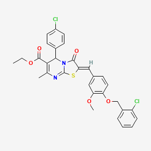 molecular formula C31H26Cl2N2O5S B3880343 ethyl 2-{4-[(2-chlorobenzyl)oxy]-3-methoxybenzylidene}-5-(4-chlorophenyl)-7-methyl-3-oxo-2,3-dihydro-5H-[1,3]thiazolo[3,2-a]pyrimidine-6-carboxylate 