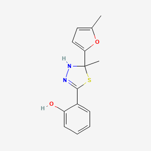 molecular formula C14H14N2O2S B3880344 2-[5-methyl-5-(5-methyl-2-furyl)-4,5-dihydro-1,3,4-thiadiazol-2-yl]phenol 