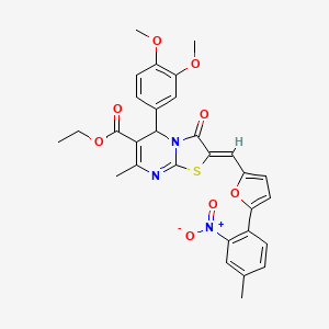 molecular formula C30H27N3O8S B3880352 ethyl 5-(3,4-dimethoxyphenyl)-7-methyl-2-{[5-(4-methyl-2-nitrophenyl)-2-furyl]methylene}-3-oxo-2,3-dihydro-5H-[1,3]thiazolo[3,2-a]pyrimidine-6-carboxylate 