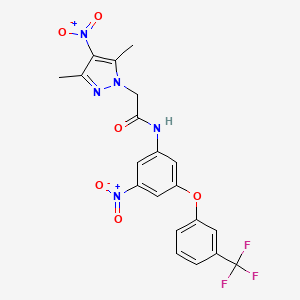 molecular formula C20H16F3N5O6 B3880379 2-(3,5-dimethyl-4-nitro-1H-pyrazol-1-yl)-N-{3-nitro-5-[3-(trifluoromethyl)phenoxy]phenyl}acetamide 
