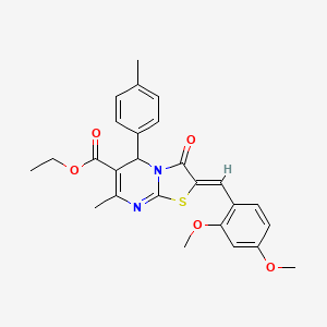 molecular formula C26H26N2O5S B3880388 ethyl 2-(2,4-dimethoxybenzylidene)-7-methyl-5-(4-methylphenyl)-3-oxo-2,3-dihydro-5H-[1,3]thiazolo[3,2-a]pyrimidine-6-carboxylate 