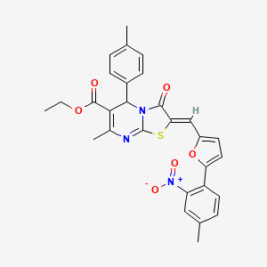 molecular formula C29H25N3O6S B3880397 ETHYL (2Z)-7-METHYL-2-{[5-(4-METHYL-2-NITROPHENYL)FURAN-2-YL]METHYLIDENE}-5-(4-METHYLPHENYL)-3-OXO-2H,3H,5H-[1,3]THIAZOLO[3,2-A]PYRIMIDINE-6-CARBOXYLATE 