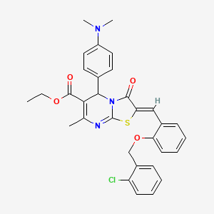 molecular formula C32H30ClN3O4S B3880398 ethyl 2-{2-[(2-chlorobenzyl)oxy]benzylidene}-5-[4-(dimethylamino)phenyl]-7-methyl-3-oxo-2,3-dihydro-5H-[1,3]thiazolo[3,2-a]pyrimidine-6-carboxylate 