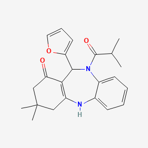 molecular formula C23H26N2O3 B3880402 11-(2-furyl)-10-isobutyryl-3,3-dimethyl-2,3,4,5,10,11-hexahydro-1H-dibenzo[b,e][1,4]diazepin-1-one 