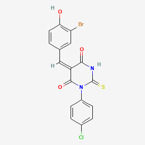 molecular formula C17H10BrClN2O3S B3880418 5-(3-bromo-4-hydroxybenzylidene)-1-(4-chlorophenyl)-2-thioxodihydro-4,6(1H,5H)-pyrimidinedione 