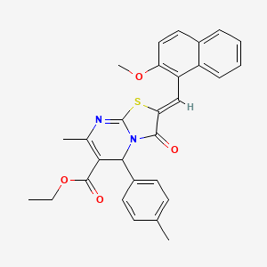 molecular formula C29H26N2O4S B3880424 ethyl 2-[(2-methoxy-1-naphthyl)methylene]-7-methyl-5-(4-methylphenyl)-3-oxo-2,3-dihydro-5H-[1,3]thiazolo[3,2-a]pyrimidine-6-carboxylate 