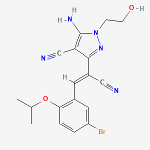 molecular formula C18H18BrN5O2 B3880431 5-amino-3-[2-(5-bromo-2-isopropoxyphenyl)-1-cyanovinyl]-1-(2-hydroxyethyl)-1H-pyrazole-4-carbonitrile 