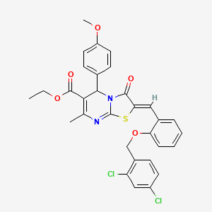 molecular formula C31H26Cl2N2O5S B3880434 ethyl 2-{2-[(2,4-dichlorobenzyl)oxy]benzylidene}-5-(4-methoxyphenyl)-7-methyl-3-oxo-2,3-dihydro-5H-[1,3]thiazolo[3,2-a]pyrimidine-6-carboxylate 