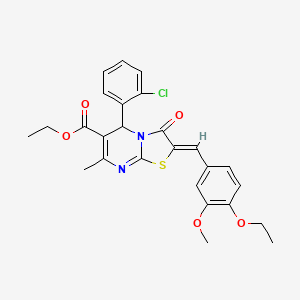 molecular formula C26H25ClN2O5S B3880441 ethyl 5-(2-chlorophenyl)-2-(4-ethoxy-3-methoxybenzylidene)-7-methyl-3-oxo-2,3-dihydro-5H-[1,3]thiazolo[3,2-a]pyrimidine-6-carboxylate 