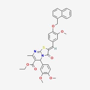 molecular formula C37H34N2O7S B3880442 ethyl 5-(3,4-dimethoxyphenyl)-2-[3-methoxy-4-(1-naphthylmethoxy)benzylidene]-7-methyl-3-oxo-2,3-dihydro-5H-[1,3]thiazolo[3,2-a]pyrimidine-6-carboxylate 